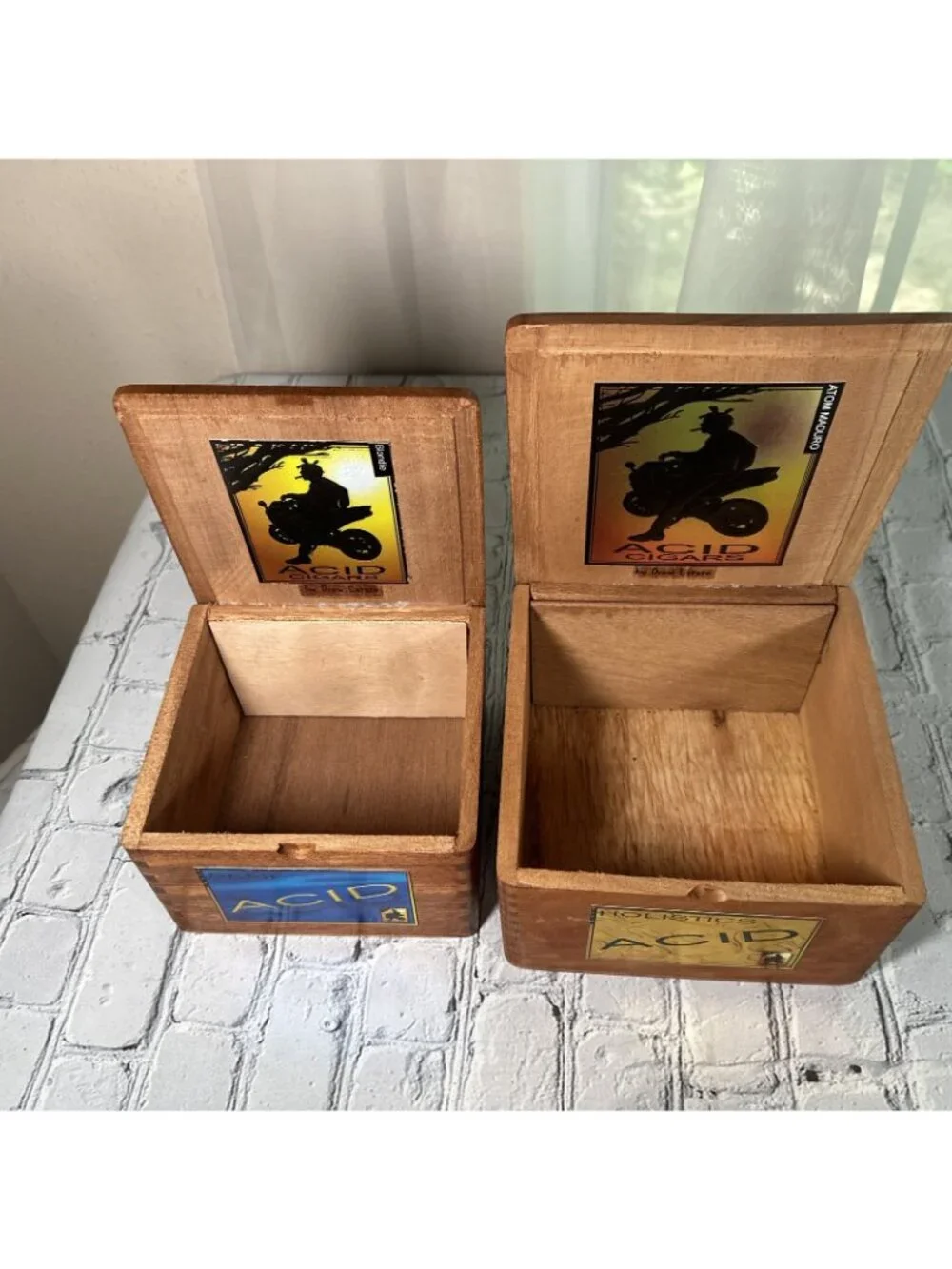 Acid EMPTY Cigar Box Lot Of 2 By Drew Estate Wood Crafts Storage Blondie & Atom